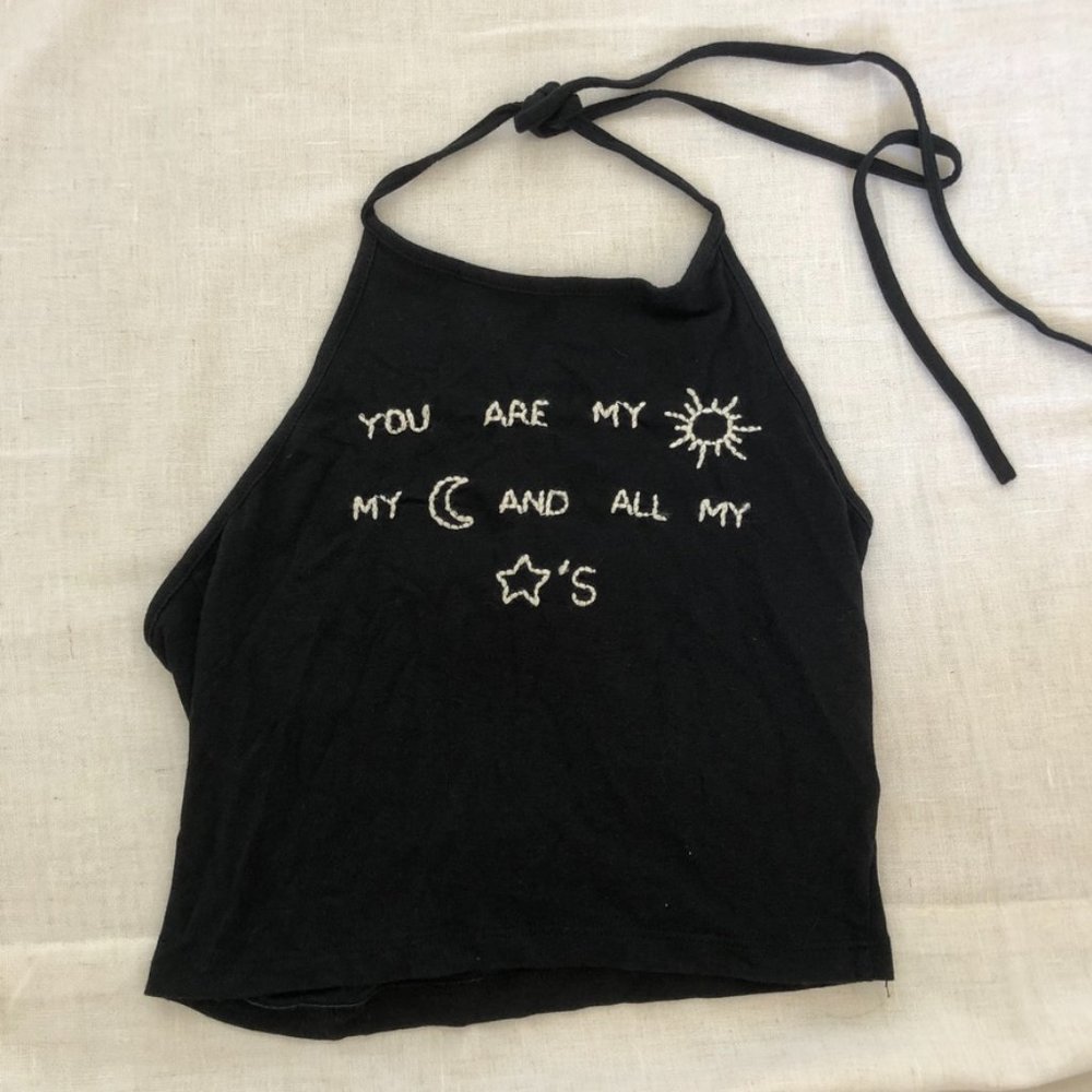 Brandy Melville Embroidered Halter Top